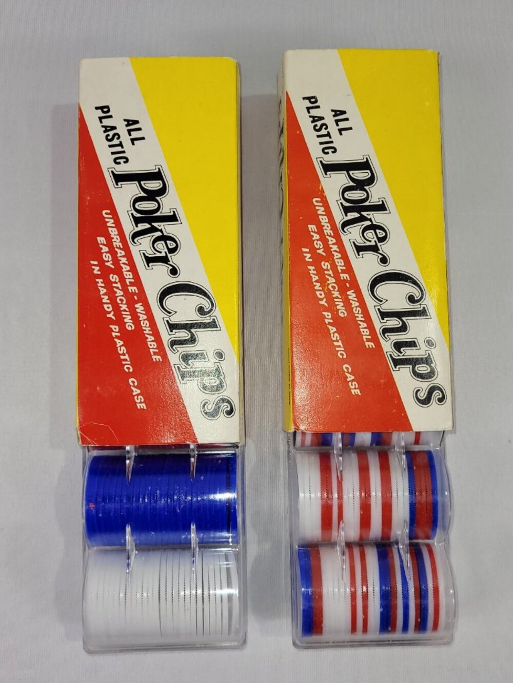 All Plastic Poker Chips Vintage Complete 2 Sets Hong Kong